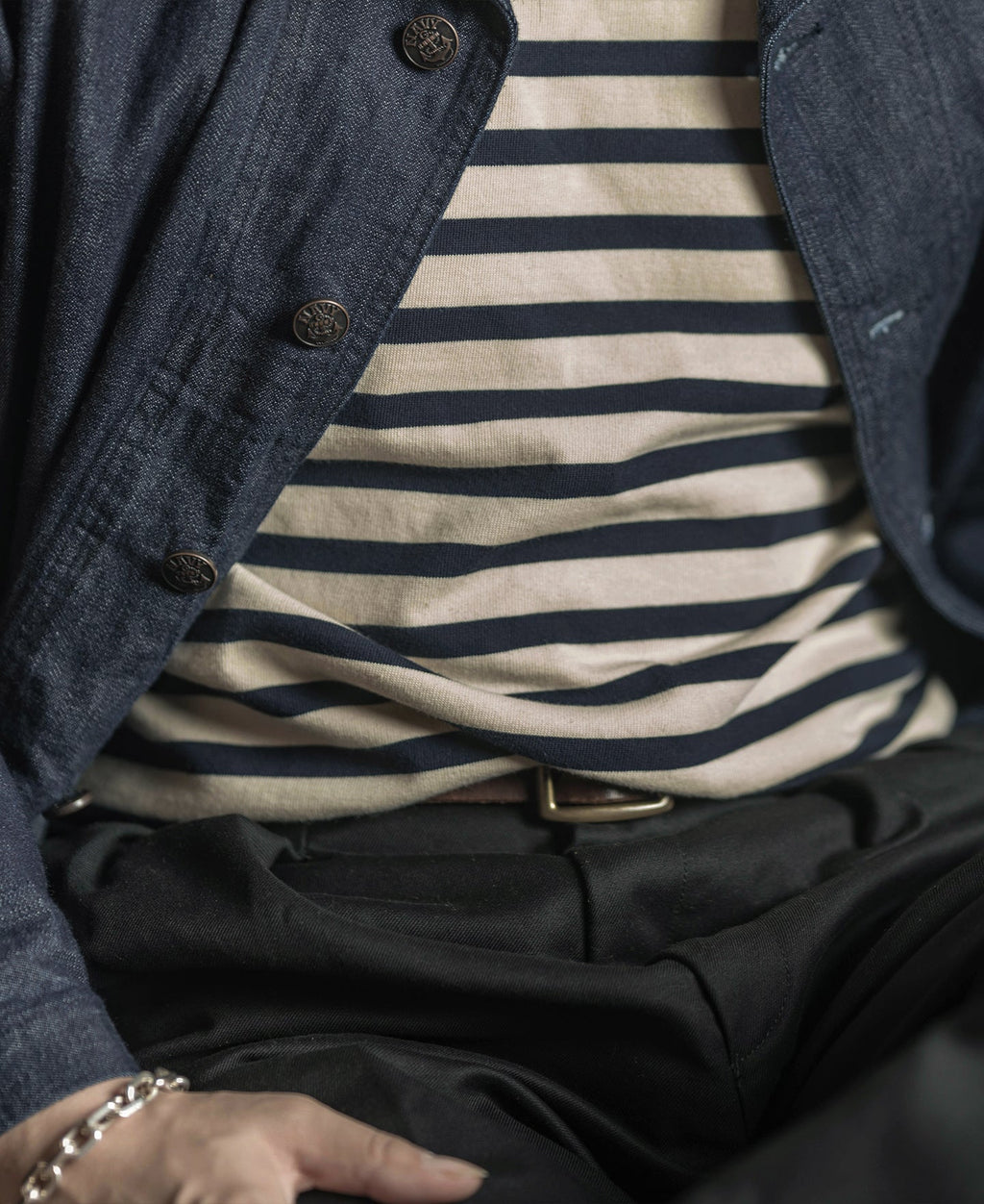 Nautical Stripe Long Sleeve Cotton T-Shirt Classic Fit
