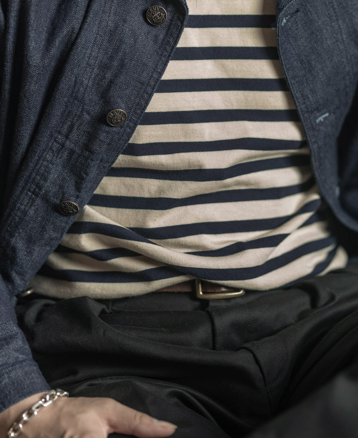 Nautical Stripe Long Sleeve Cotton T-Shirt Classic Fit
