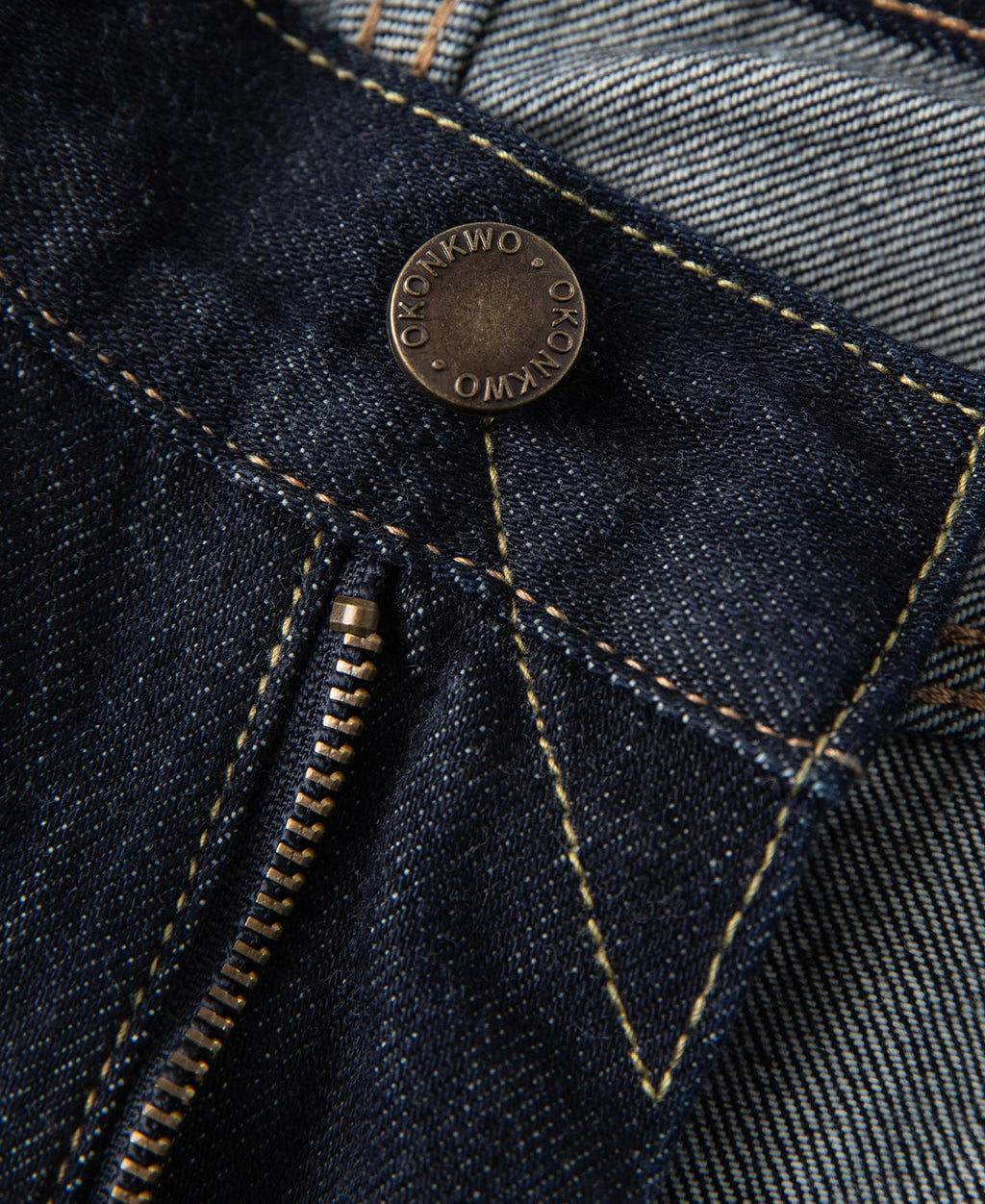 13.2oz Embroidered Pocket Denim Jeans Prewashed Slim Straight