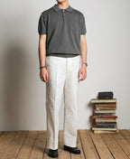 Knit Polo Shirt Gray Soft Textured Classic Short Sleeve