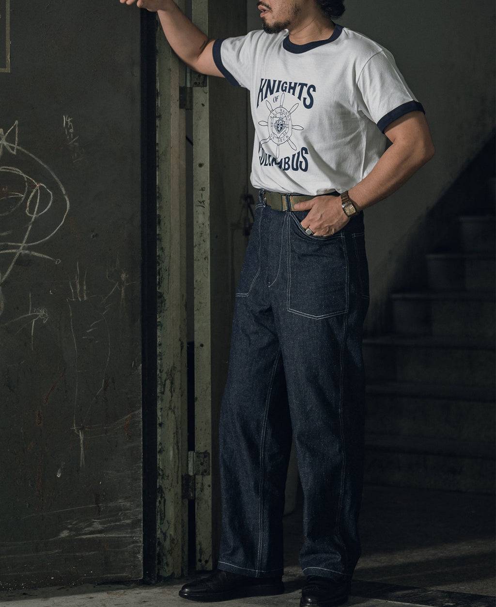Pearl Slub Denim Trousers Vintage Military Inspired Relaxed Fit