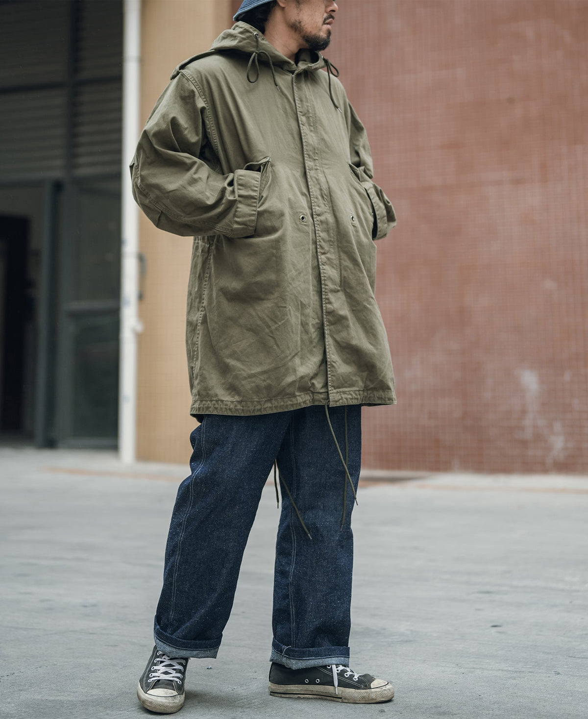 Pearl Slub Denim Trousers Vintage Military Inspired Relaxed Fit