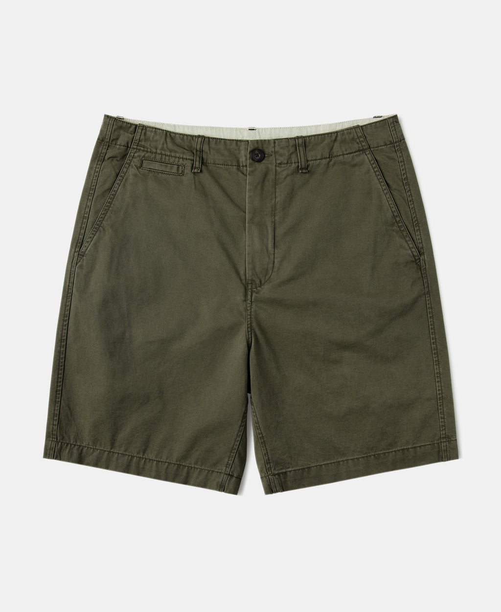 1930s Washed Officer Chino Shorts Olive Earthy Military Inspired