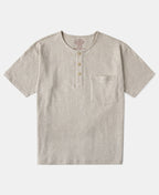 1940s Slub Cotton Henley Pocket T-Shirt Oats Warm Neutral