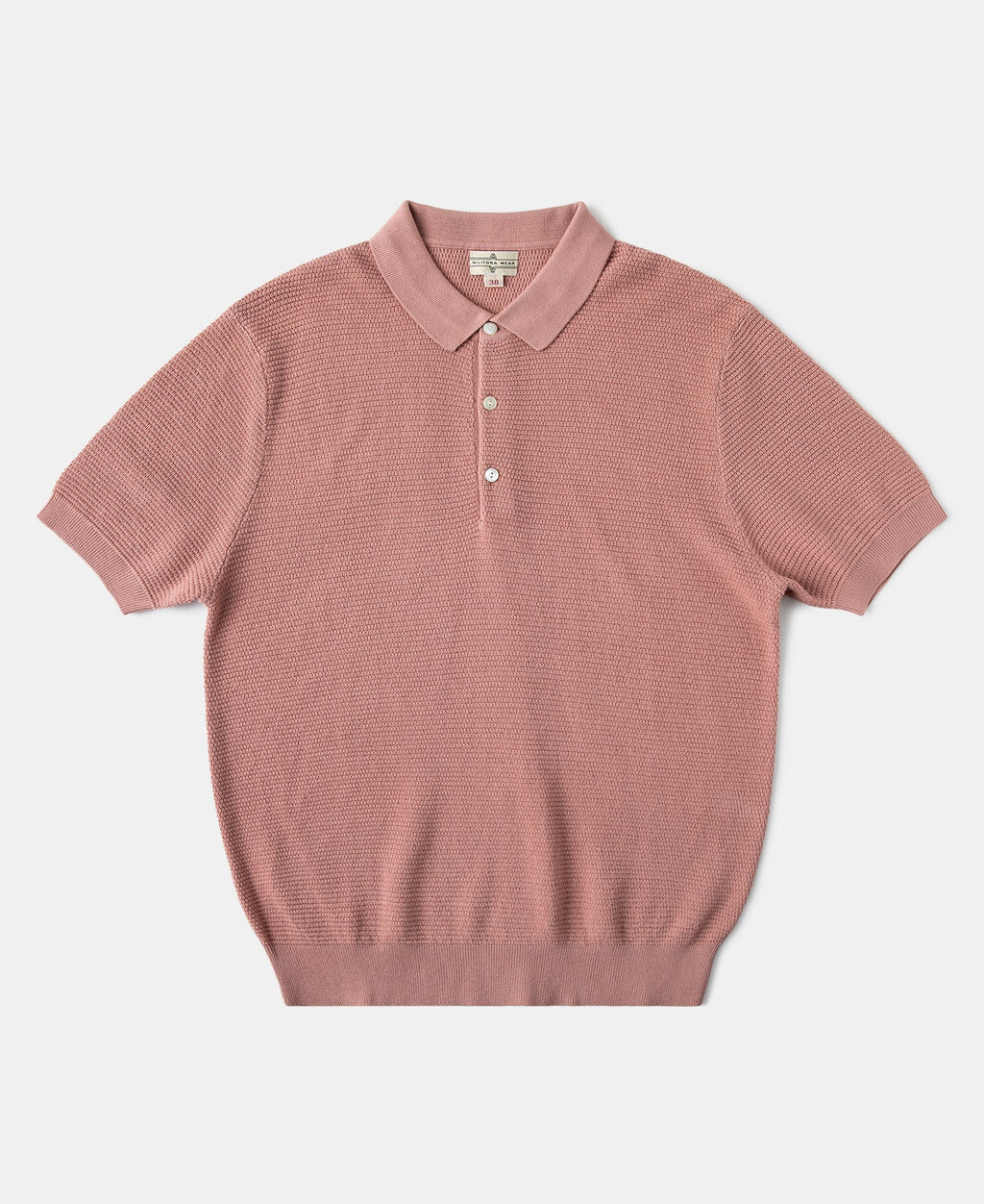 Jacquard Short Sleeve Polo Shirt Pink Vintage Knit Retro Pattern