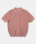 Jacquard Short Sleeve Polo Shirt Pink Vintage Knit Retro Pattern