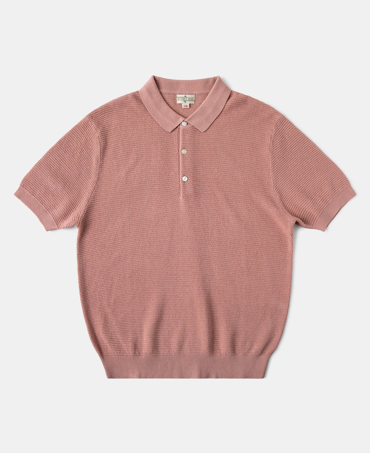 Jacquard Short Sleeve Polo Shirt Pink Vintage Knit Retro Pattern