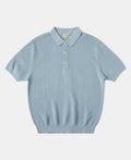 Jacquard Short Sleeve Polo Shirt Light Blue Vintage Knit
