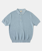 Jacquard Short Sleeve Polo Shirt Light Blue Vintage Knit
