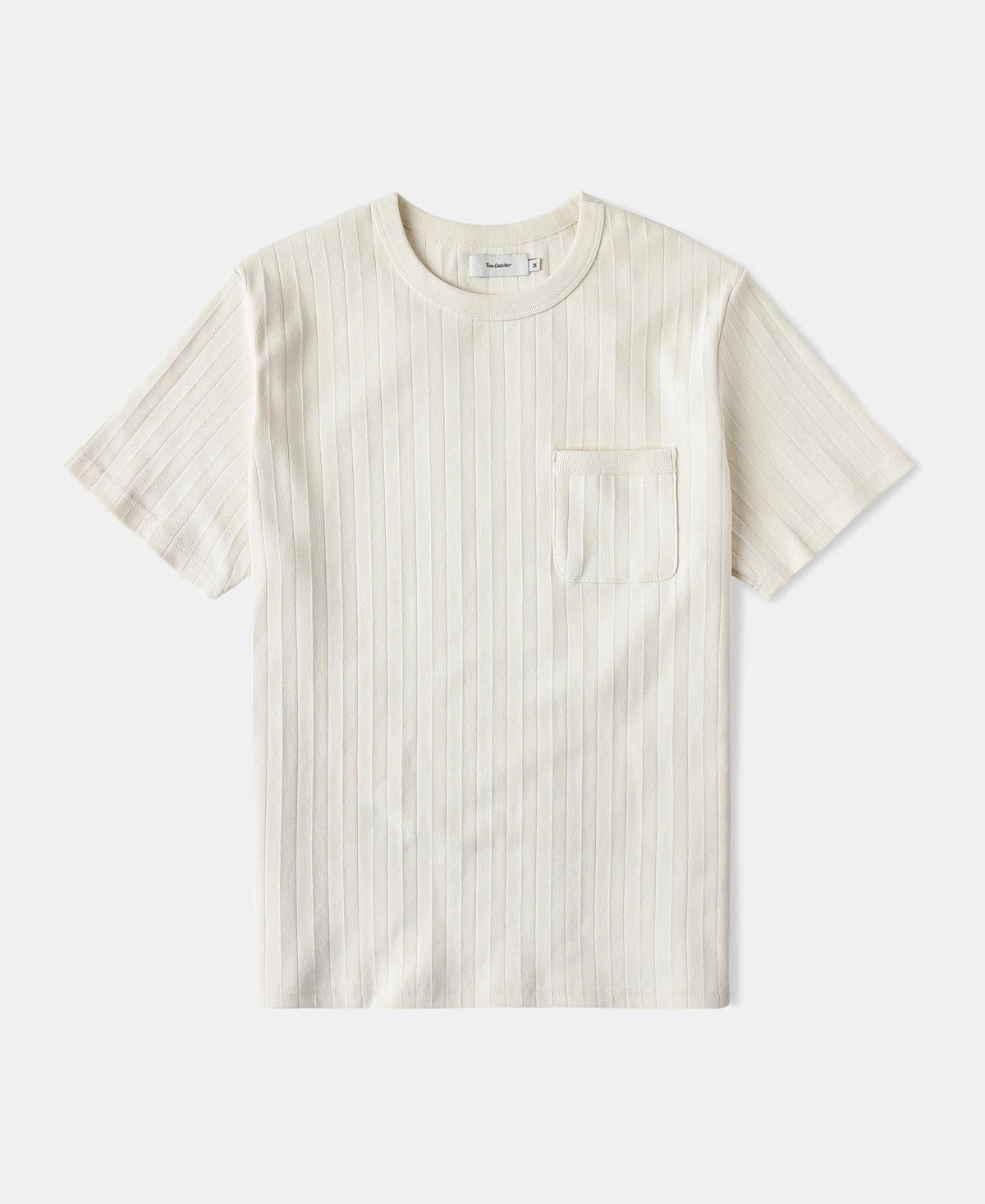 Heavyweight Ribbed Cotton Pocket T-Shirt Oatmeal White Structured