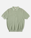 Jacquard Short Sleeve Polo Shirt Light Green Vintage Knit Pattern