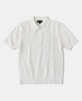 Retro Knitted Jacquard Polo Shirt White Short Sleeve