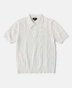 Retro Knitted Jacquard Polo Shirt White Short Sleeve