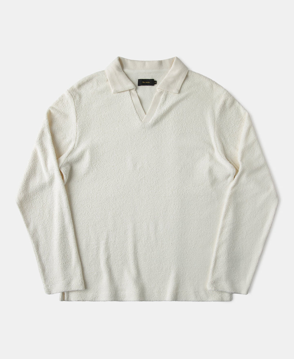 Terry Cloth Long Sleeve Collar T-Shirt Vintage Athletic