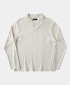 Terry Cloth Long Sleeve Collar T-Shirt Vintage Athletic
