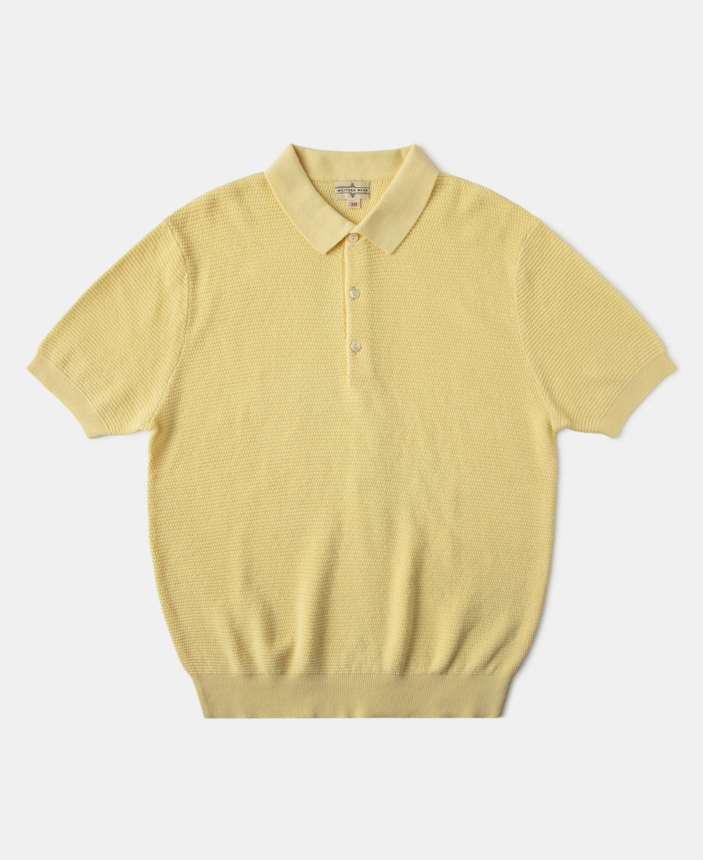 Jacquard Short Sleeve Polo Shirt Yellow Vintage Knit Bold Retro