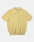Jacquard Short Sleeve Polo Shirt Yellow Vintage Knit Bold Retro