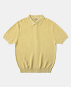 Jacquard Short Sleeve Polo Shirt Yellow Vintage Knit Bold Retro