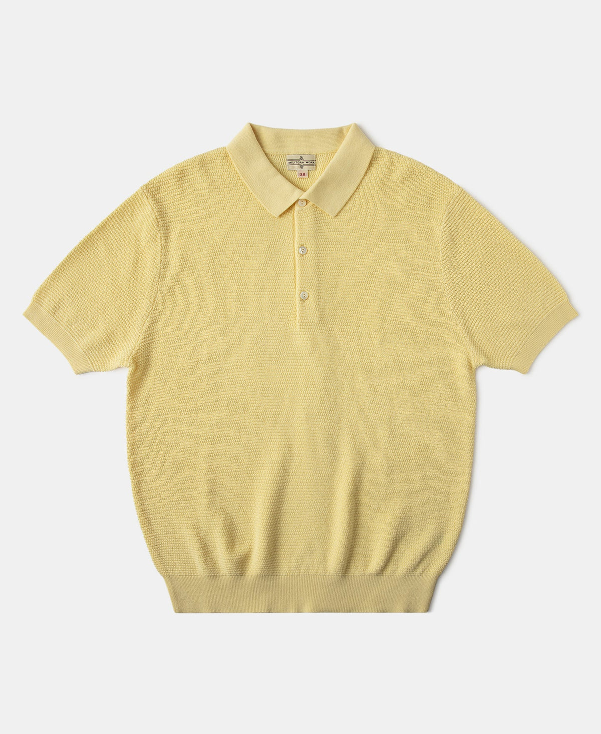 Jacquard Short Sleeve Polo Shirt Yellow Vintage Knit Bold Retro