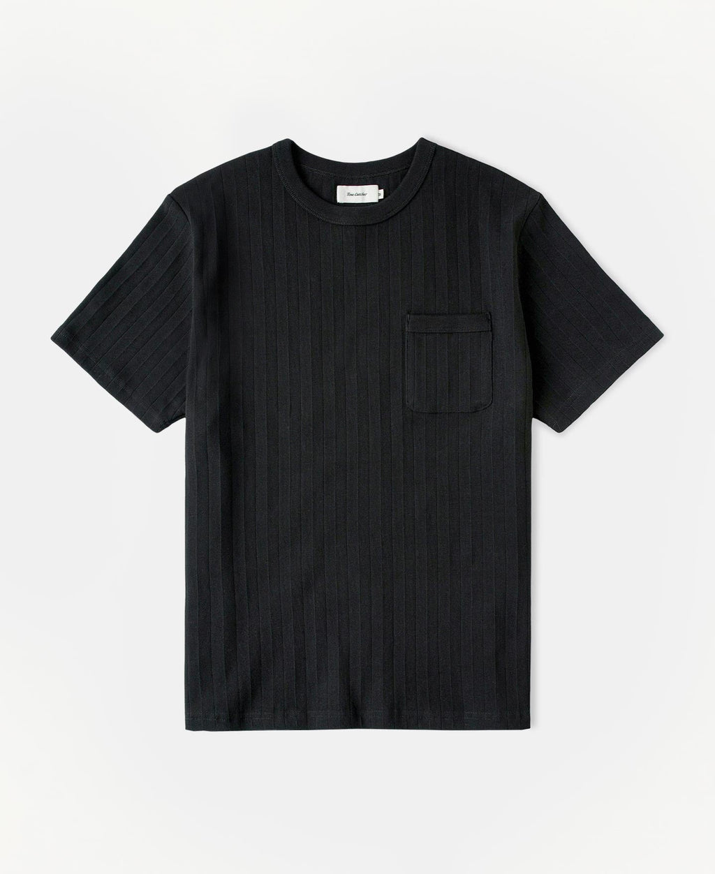 Heavyweight Ribbed Cotton Pocket T-Shirt Vintage Black Worn