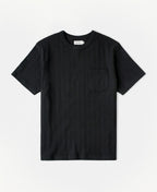 Heavyweight Ribbed Cotton Pocket T-Shirt Vintage Black Worn