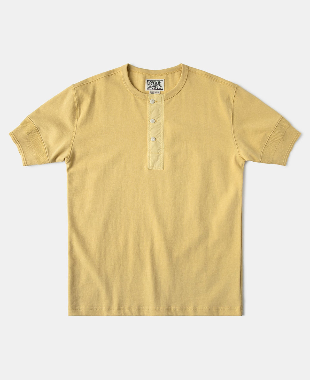 Vintage Short Sleeve Henley T-Shirt Yellow Faded Casual