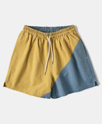 Two-Tone Beach Swim Trunks Yellow Light Blue Colorblock
