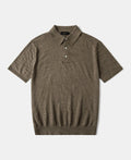 Lightweight Slub Cotton Knit Polo Olive Earthy Textured Weave