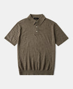 Lightweight Slub Cotton Knit Polo Olive Earthy Textured Weave