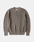 Textured Melange Knit Henley Shirt Taupe Long Sleeve