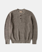 Textured Melange Knit Henley Shirt Taupe Long Sleeve