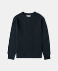 Cotton Blend Waffle Long Sleeve T-Shirt Navy Textured