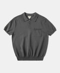 Knit Polo Shirt Gray Soft Textured Classic Short Sleeve