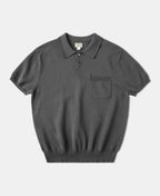 Knit Polo Shirt Gray Soft Textured Classic Short Sleeve