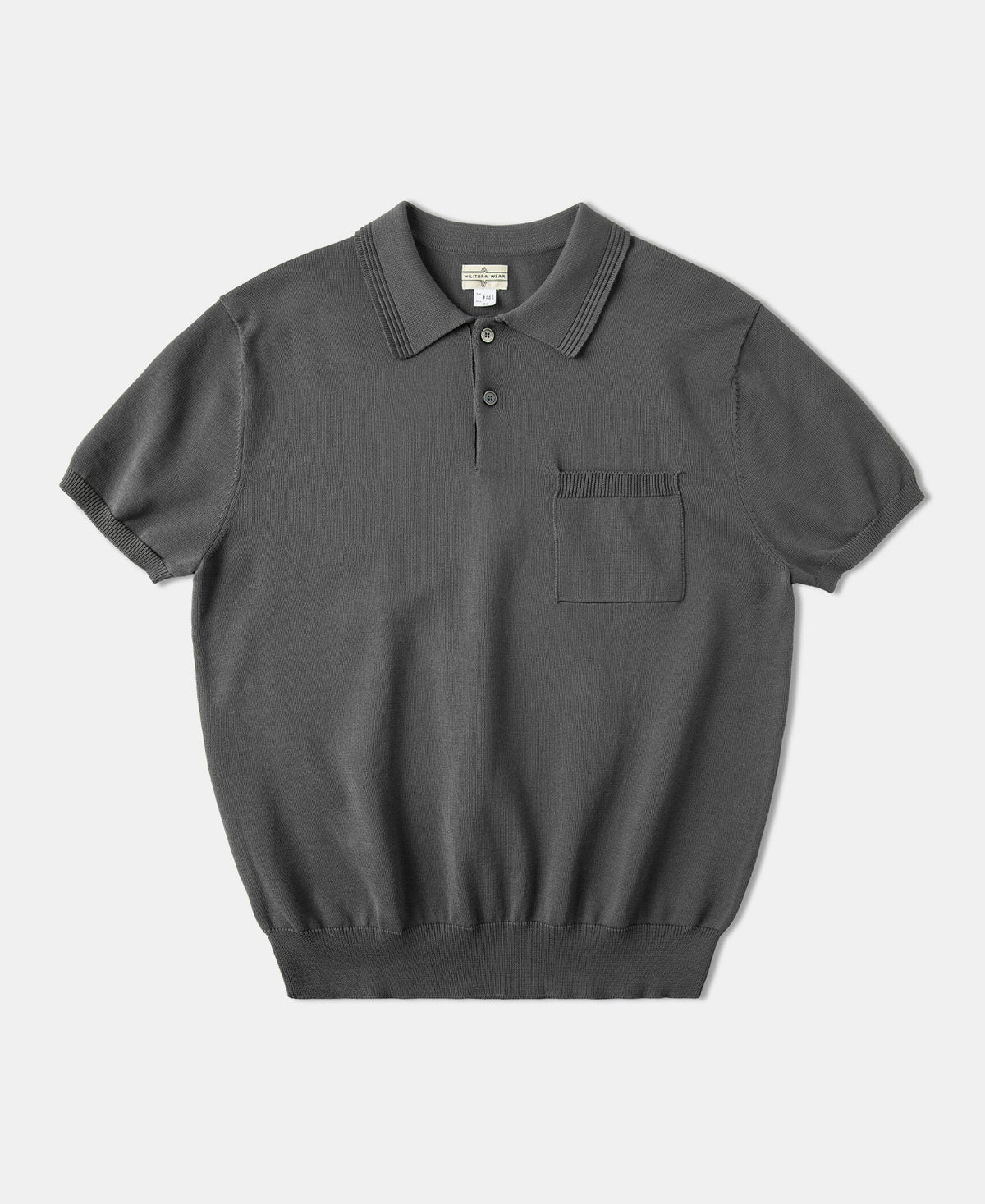 Knit Polo Shirt Gray Soft Textured Classic Short Sleeve