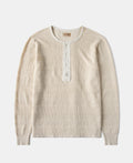 Waffle Knit Jacquard Henley Shirt Apricot Long Sleeve