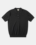 High Twist Cotton Knit Polo Black Structured Short Sleeve