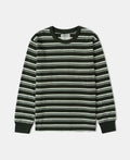 Heavyweight Stripe Crewneck Long Sleeve T-Shirt White Green