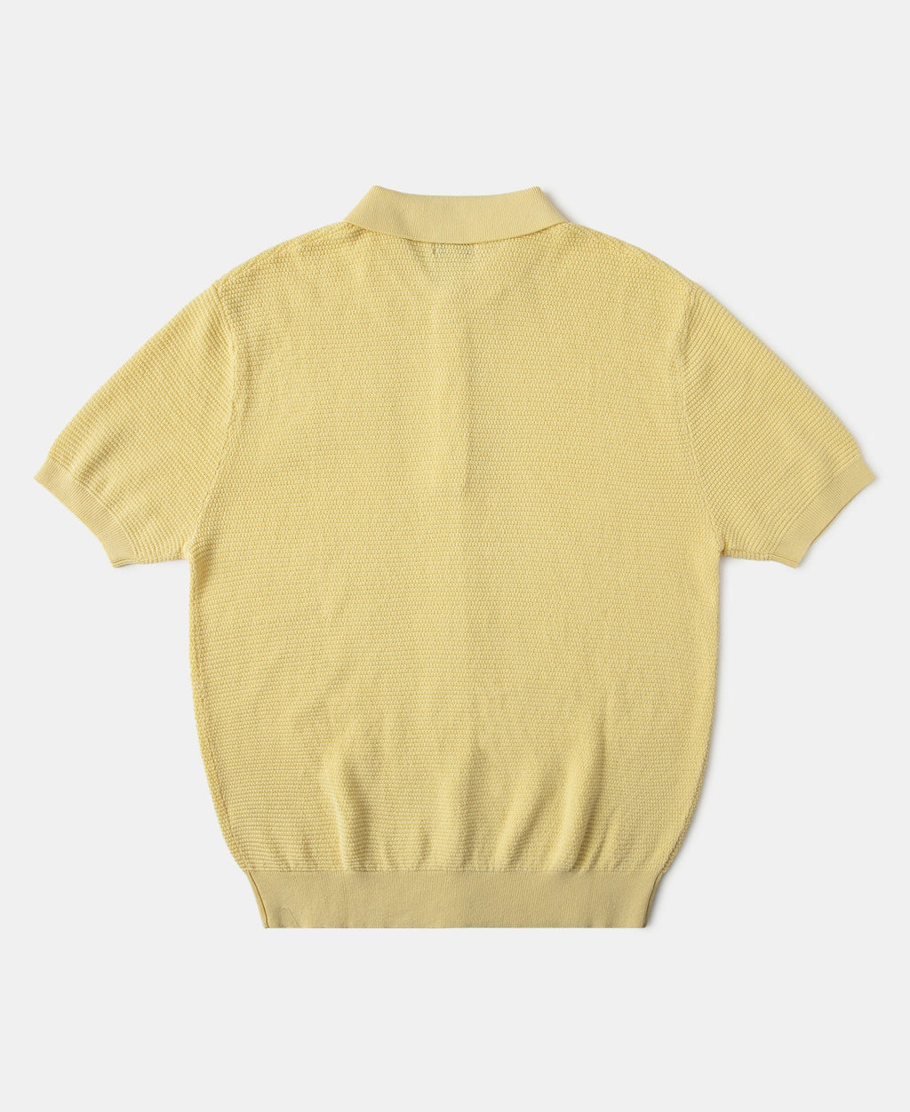 Jacquard Short Sleeve Polo Shirt Yellow Vintage Knit Bold Retro