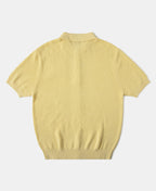 Jacquard Short Sleeve Polo Shirt Yellow Vintage Knit Bold Retro