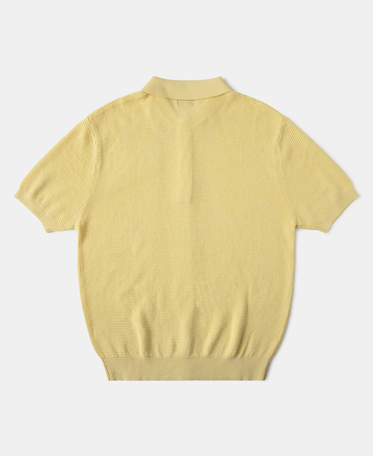 Jacquard Short Sleeve Polo Shirt Yellow Vintage Knit Bold Retro