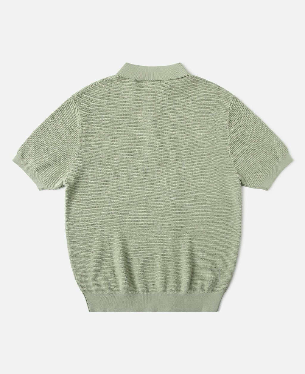 Jacquard Short Sleeve Polo Shirt Light Green Vintage Knit Pattern