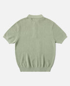 Jacquard Short Sleeve Polo Shirt Light Green Vintage Knit Pattern