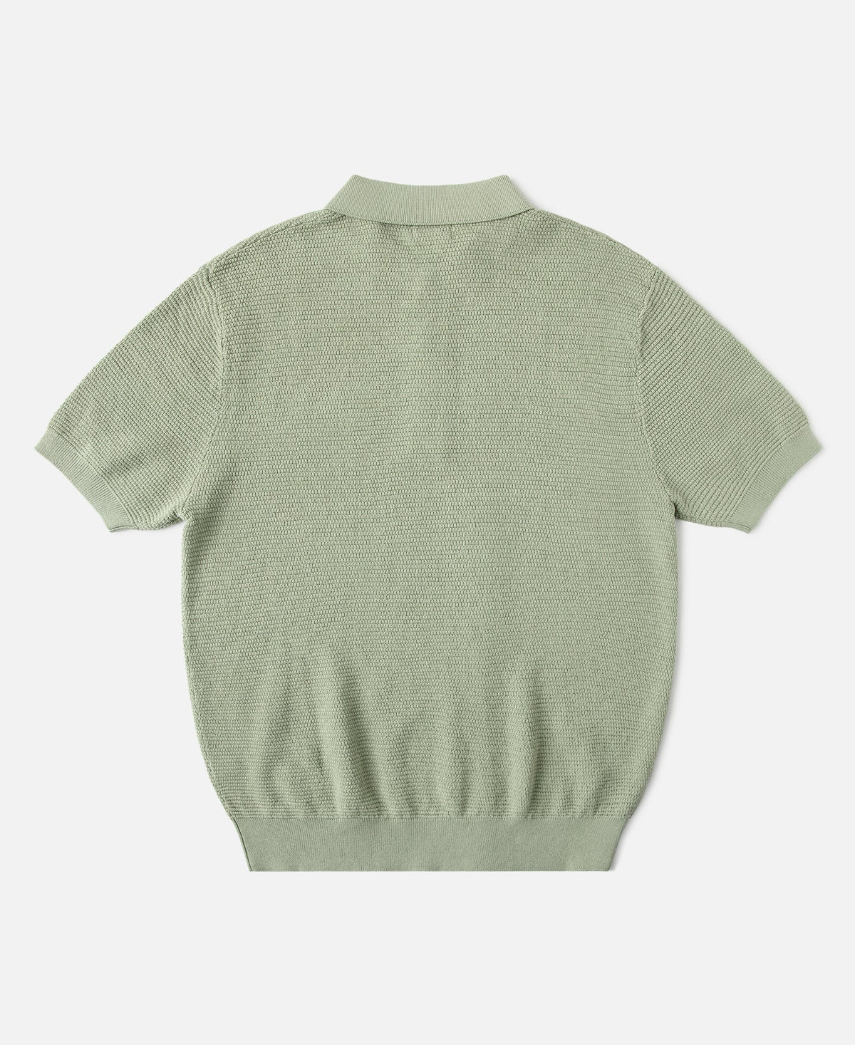Jacquard Short Sleeve Polo Shirt Light Green Vintage Knit Pattern