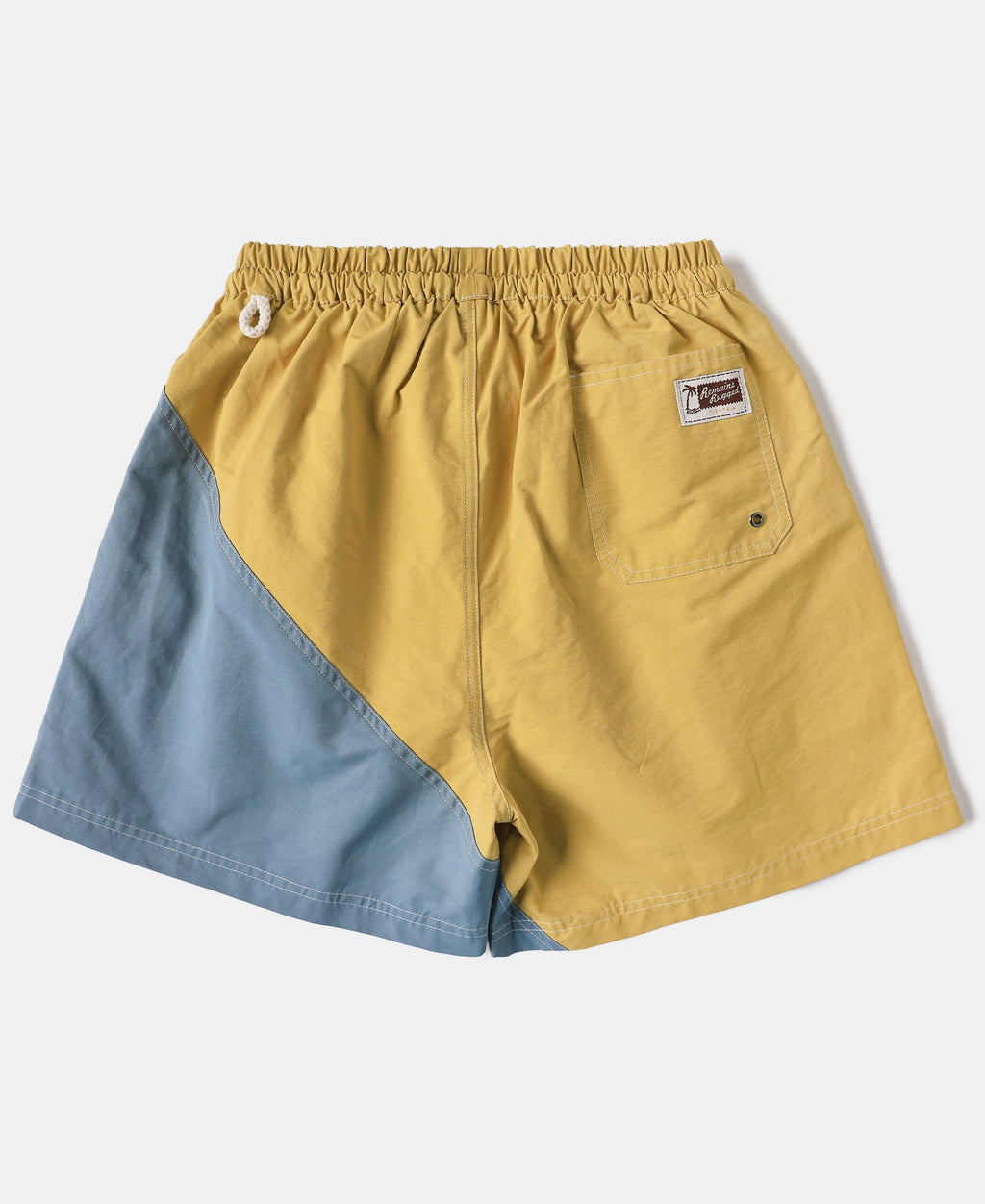 Two-Tone Beach Swim Trunks Yellow Light Blue Colorblock