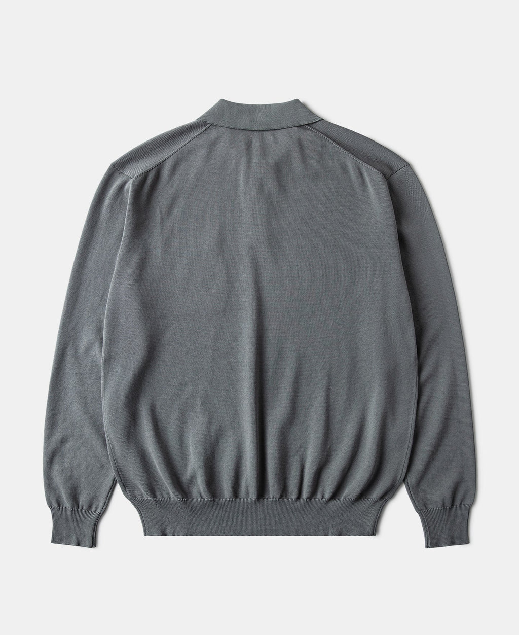 Long Sleeve Knitted Polo Shirt Gray Vintage Textured