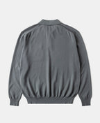 Long Sleeve Knitted Polo Shirt Gray Vintage Textured