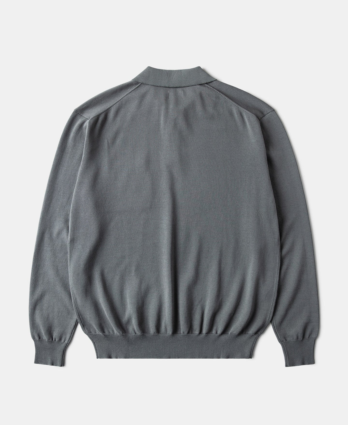 Long Sleeve Knitted Polo Shirt Gray Vintage Textured