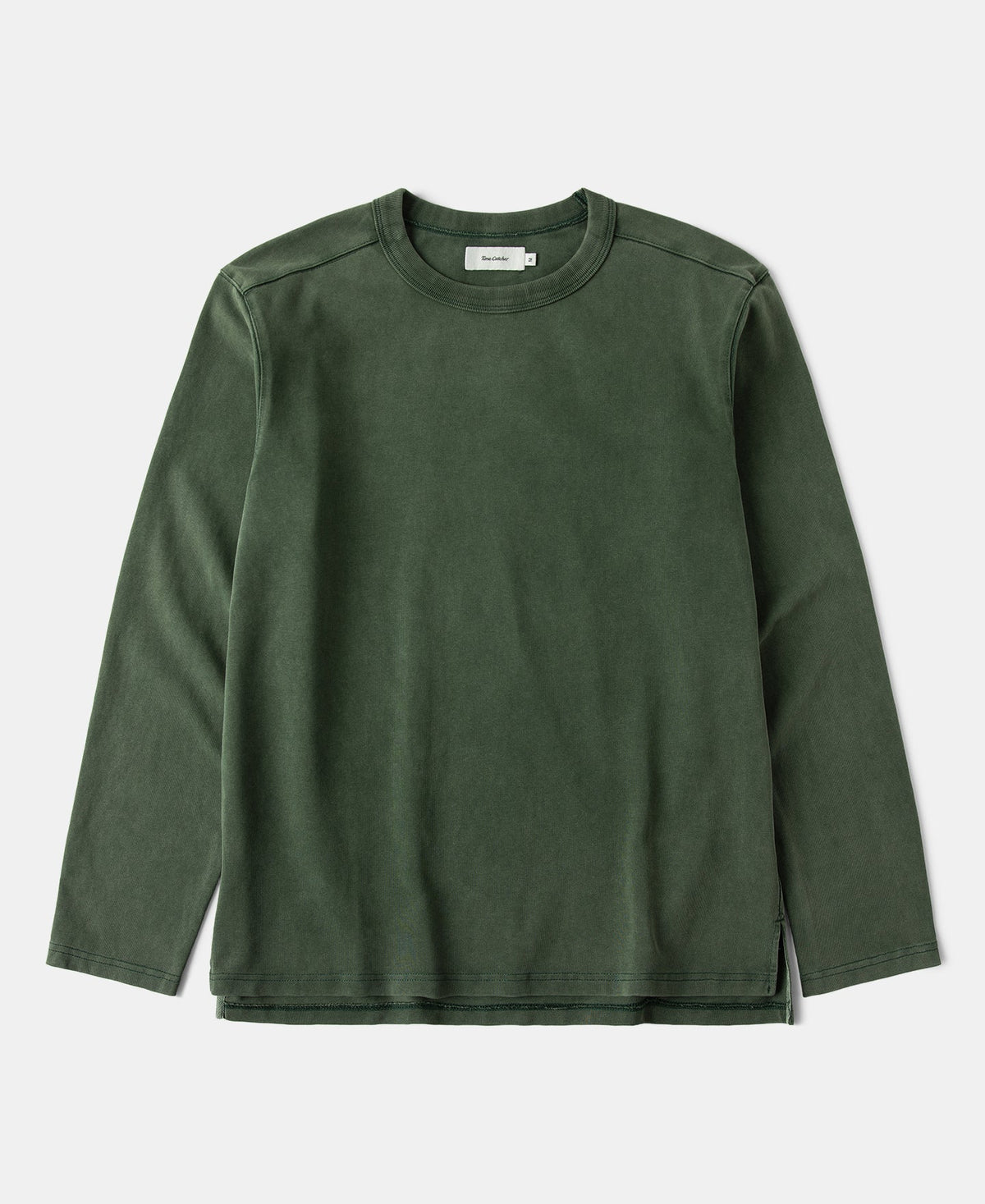 Sun-Washed Cotton Long Sleeve T-Shirt Washed Green Relaxed