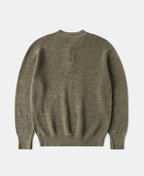 Textured Melange Knit Henley Shirt Olive Long Sleeve